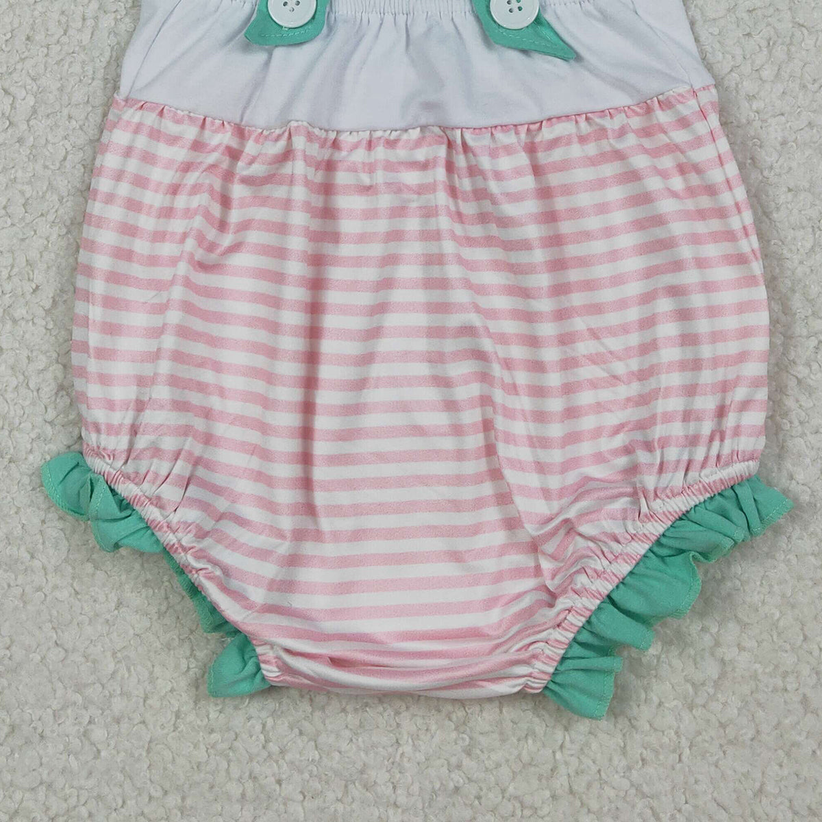 RTS NO MOQ SR3558 Baby Girls Pink Stripe Hunting Rompers with Embroidery Dogs Strap Cute Baby Rompers
