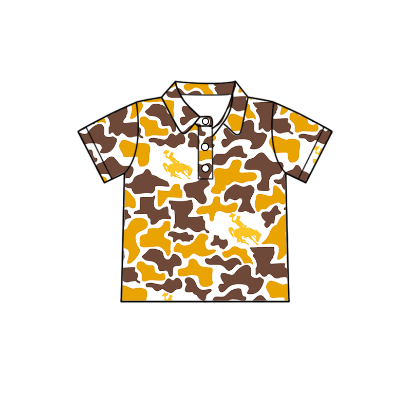 custom moq 5 mix size XY062908 Baby Boys Camouflage Print Short Sleeve Button Polo Shirt Top