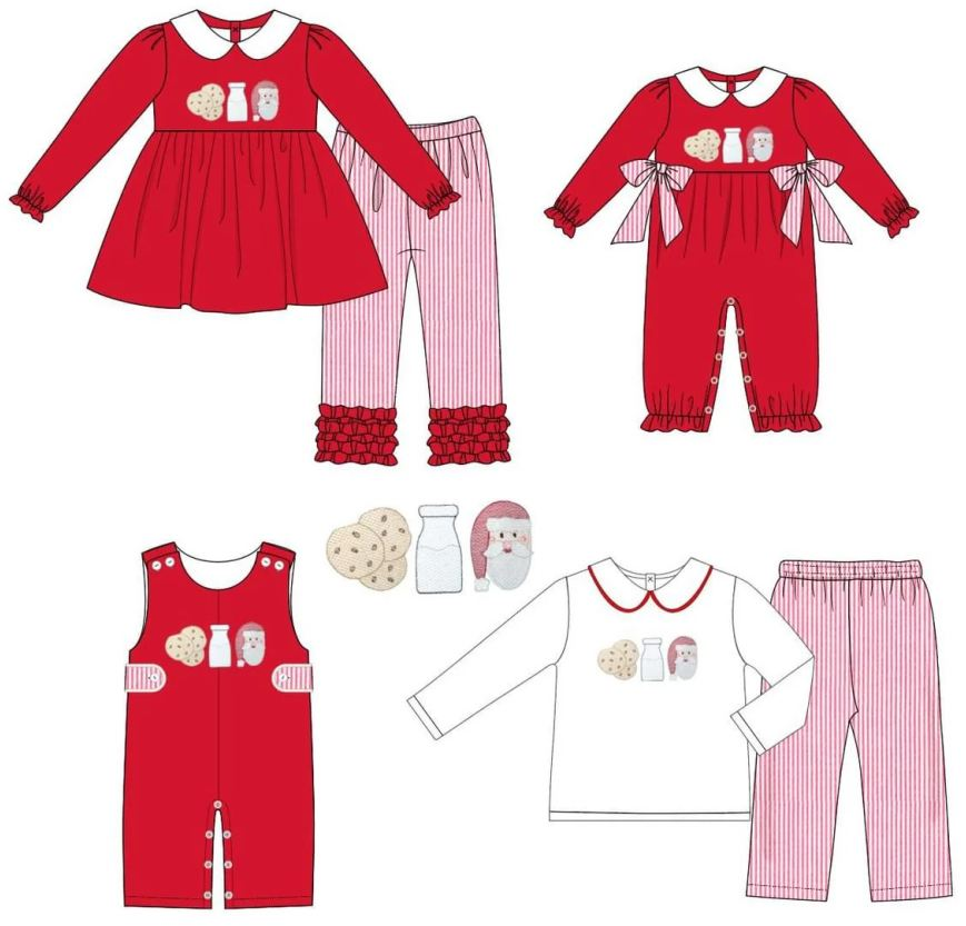 Custom moq 5 each style eta 6-7weeks baby girl clothes Christmas red long sleeve pants sets 2 and romper 2-25.7.29
