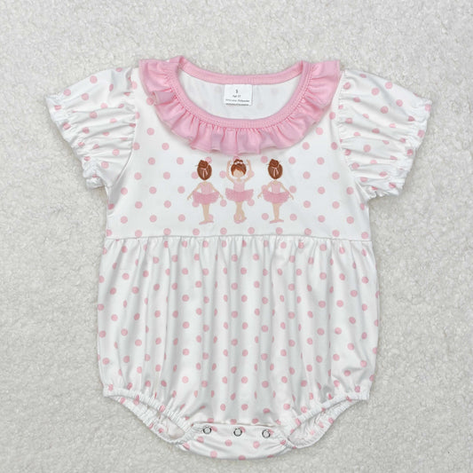 RTS NO MOQ ETA 5/7days arrived SR2414 Ballerina pink lace polka dot white vest jumpsuit