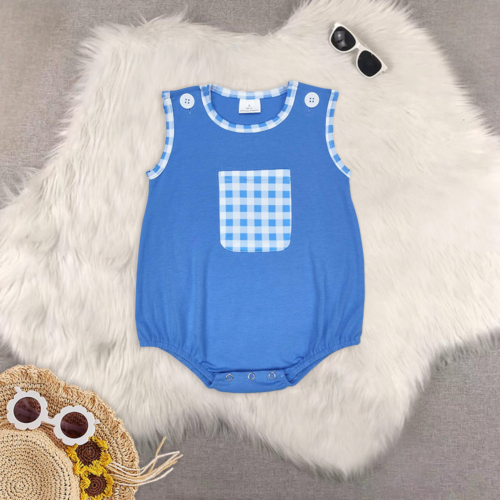 RTS NO MOQ baby boy blue short-sleeved shorts suit romper