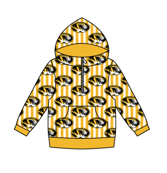 Custom moq 5 mix size milk silk summer team baby boy clothes yellow hooded long sleeve top-25.10.27