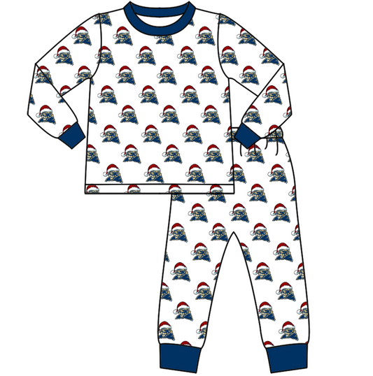 Custom moq 5 tat about 6-8 weeks Christmas hat tiger gold blue long sleeve pajamas boys