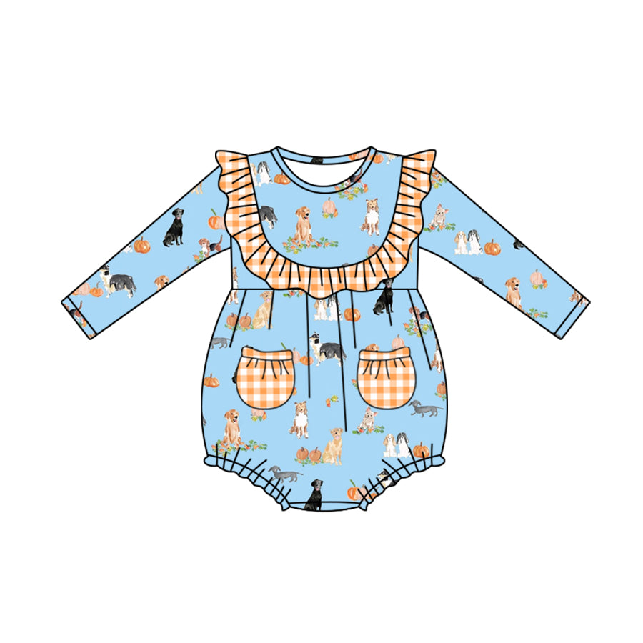 5.11custom each style moq 5eta 4-5week Sibling Sister Border collie golden retriever beagle prints orange-blue boys and girls outfits and baby romper and dress match family design