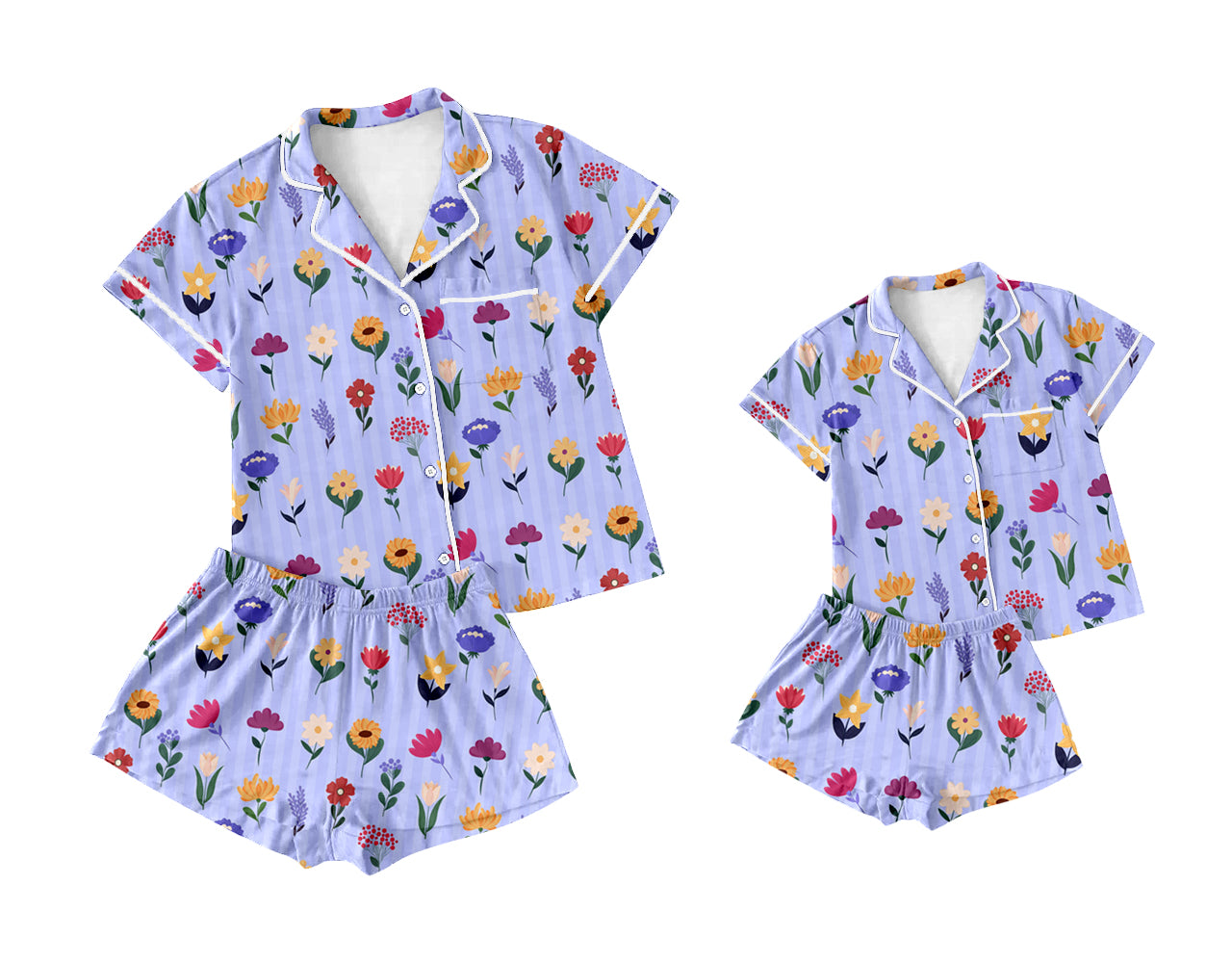 12.10 custom each style moq 5eta 4-6week Sibling Sister floral baby boys short sleeve shorts sets and adult sets match design