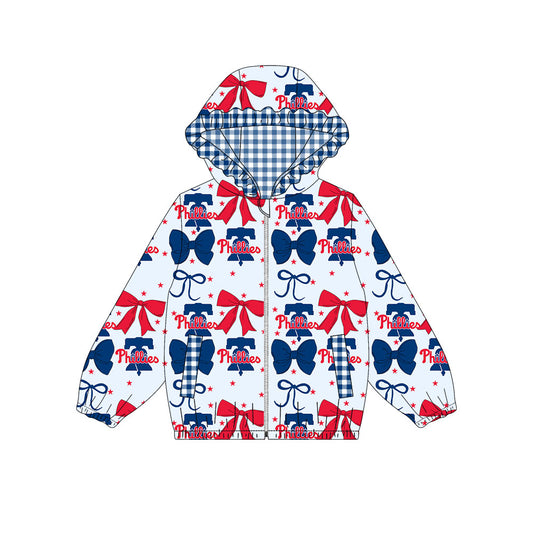 1002-Custom moq 8 mix size milk silk summer team baby girls clothes bow red and blue hooded long sleeve top-25.10.9