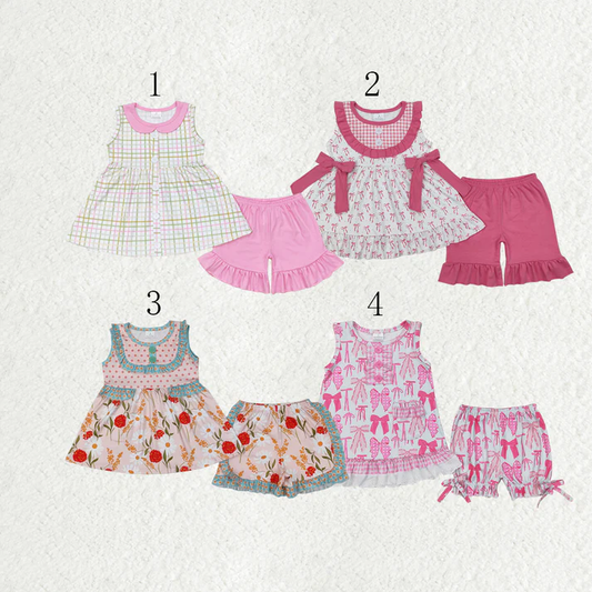 Sibling Baby Girls clothes Flowers Summer Sibling Sister Clothes Sets