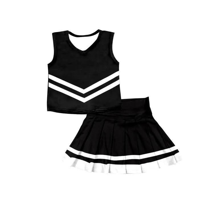 Custom moq 5 each style eta 6-7weeks baby girl clothes team black sleeveless skirts sets-25.8.11