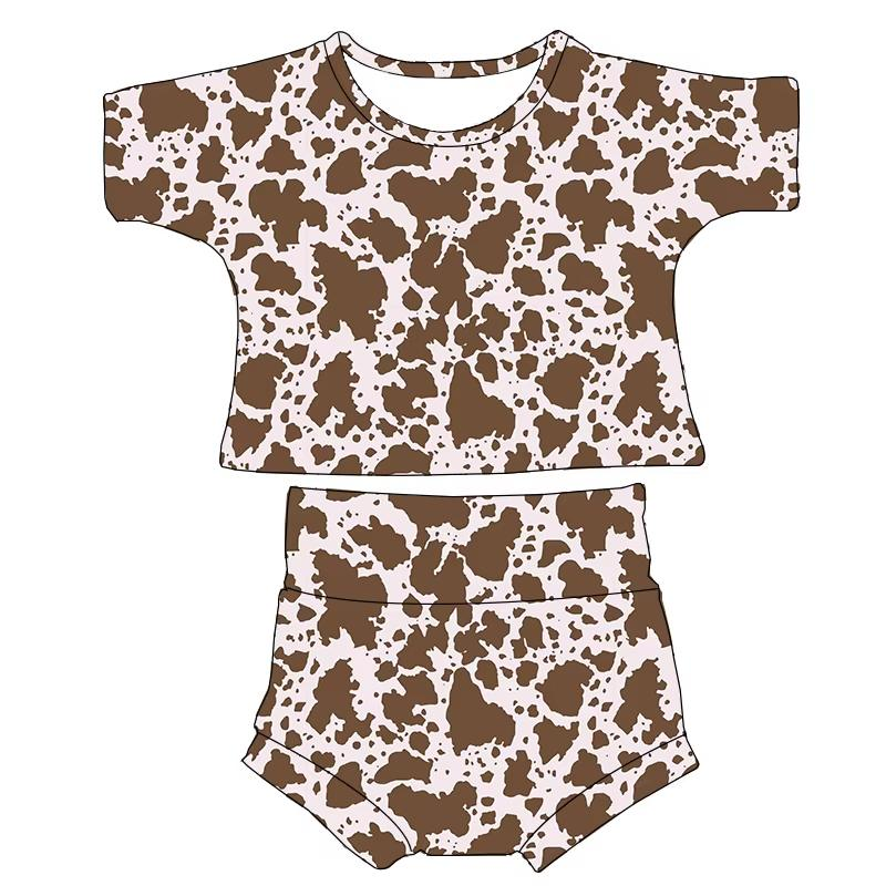 Custom moq 5 each style eta 6-7weeks baby girl clothes short sleeve briefs set 6-25.7.28