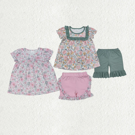RTS NO MOQ baby girls Clothes short sleeve shorts Sets