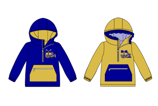 Custom moq 5 mix size milk silk summer team baby girls and boys clothes blue hooded long sleeve top-25.10.24