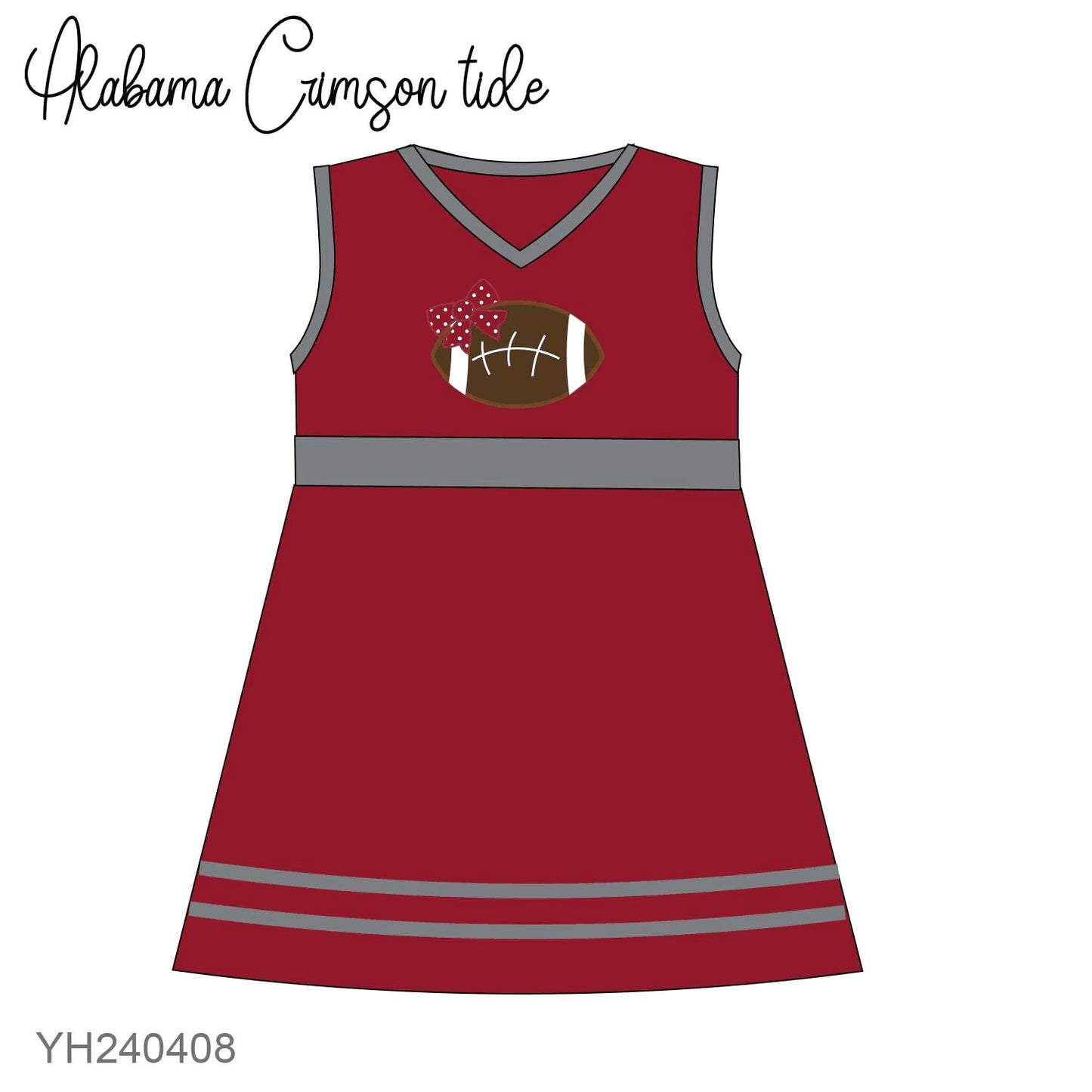 Custom MOQ 3 MIX SIZE ETA 6-7weeks team Alabama baby girls clothes light brick red sleeveless dress