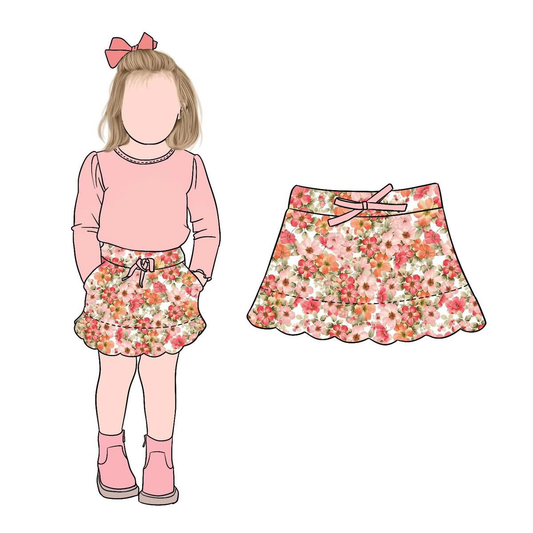 Custom moq 8 each style eta 6-8weeks baby girls clothes floral summer skirts-25.9.16