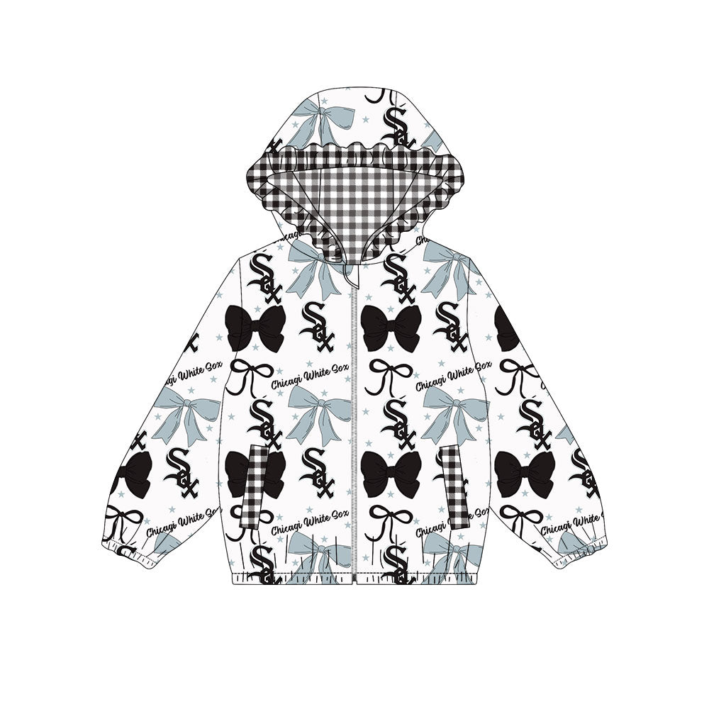 1002-Custom moq 8 mix size milk silk summer team baby girls clothes bow black hooded long sleeve top-25.10.9