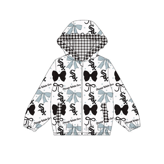 1002-Custom moq 8 mix size milk silk summer team baby girls clothes bow black hooded long sleeve top-25.10.9