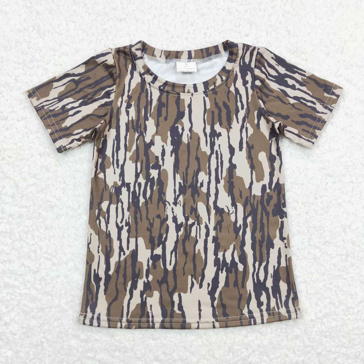 RTS NO MOQ Sibling Baby boy girl clothes camouflage short Sleeve top and Romper Mixed Sizes
