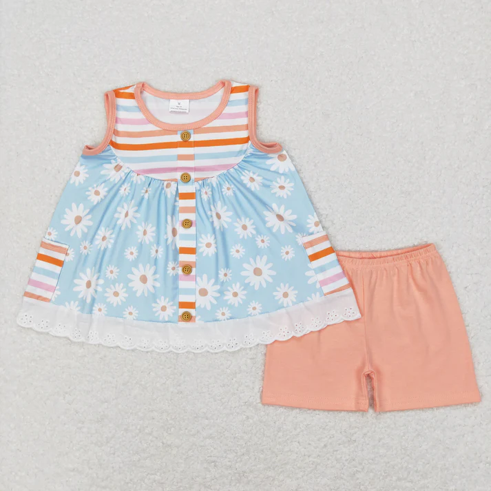 Sibling Baby Girls clothes Flowers Summer Sibling Sister Clothes Sets