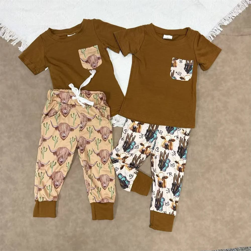 RTS NO MOQ Sibling Baby boy clothes short sleeve pants Sets
