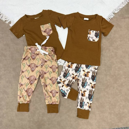 RTS NO MOQ Sibling Baby boy clothes short sleeve pants Sets