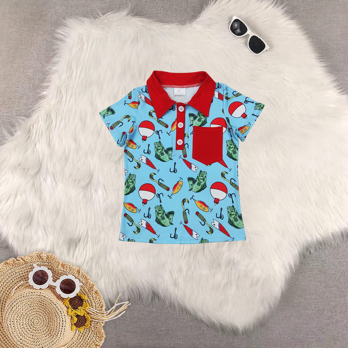 RTS Boys and girls fishing Short Sleeve Shorts sets dress romper tops