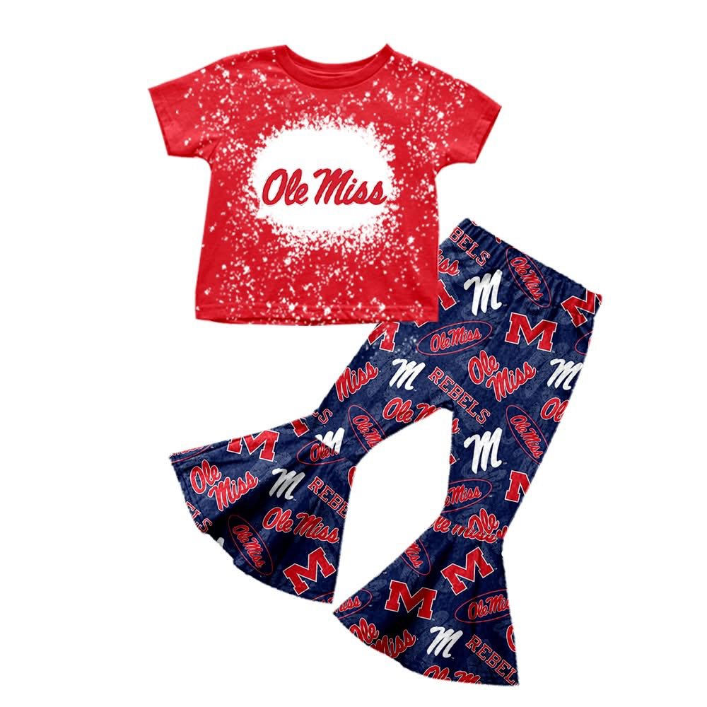 Custom moq 5 mix size milk silk eta 6-8weeks summer team red baby girls clothes team short sleeve pants sets-25.7.15