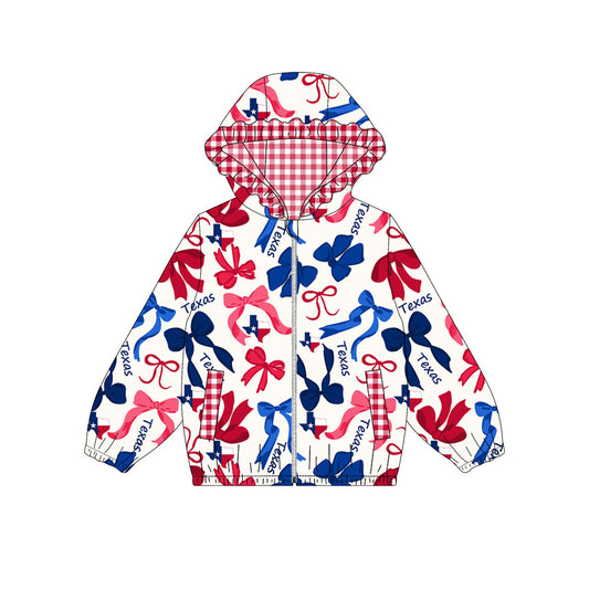 Custom moq 8 mix size milk silk summer team baby girls clothes bow red blue hooded long sleeve top-25.9.19