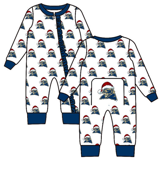 Custom moq 5 eta 6-8weeks  Christmas hat tiger gold blue girls romper