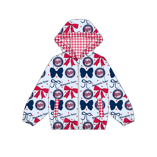 1002-Custom moq 8 mix size milk silk summer team baby girls clothes bow red and blue hooded long sleeve top-25.10.9