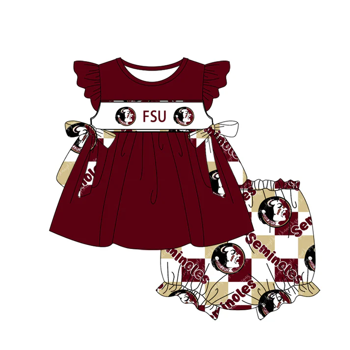 Custom summer teams baby girls clothes team brick red short sleeve shorts sets 2 and briefs sets and rompers-25.7.23