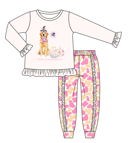 Custom moq 5 mix size milk silk summer teams baby girl clothes halloween long sleeve pants sets-25.8.6