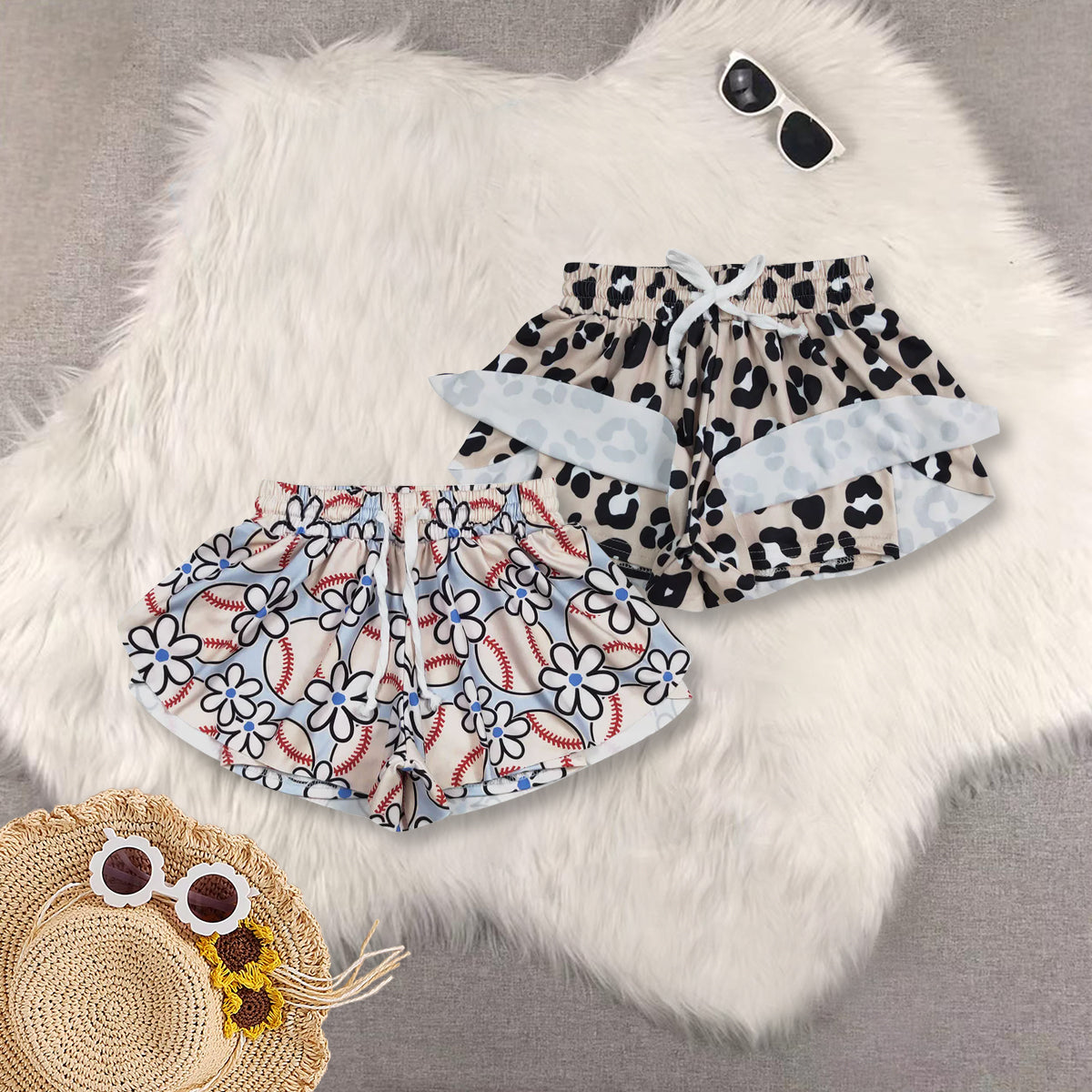 RTS NO MOQ baby girl clothes summer leopard floral shorts
