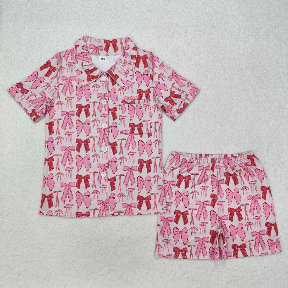 RTS NO MOQ Sibling baby girl clothes and Adult clothes bow kids short sleeve shorts set and adult sets