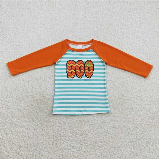 RTS NO MOQ（In Stock ) BT0312 Embroidered BOO long-sleeved top