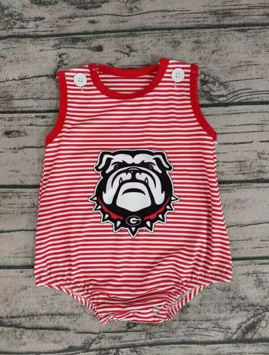 Custom moq 5 eta 6-8weeks baby boys clothes team red striped vest romper