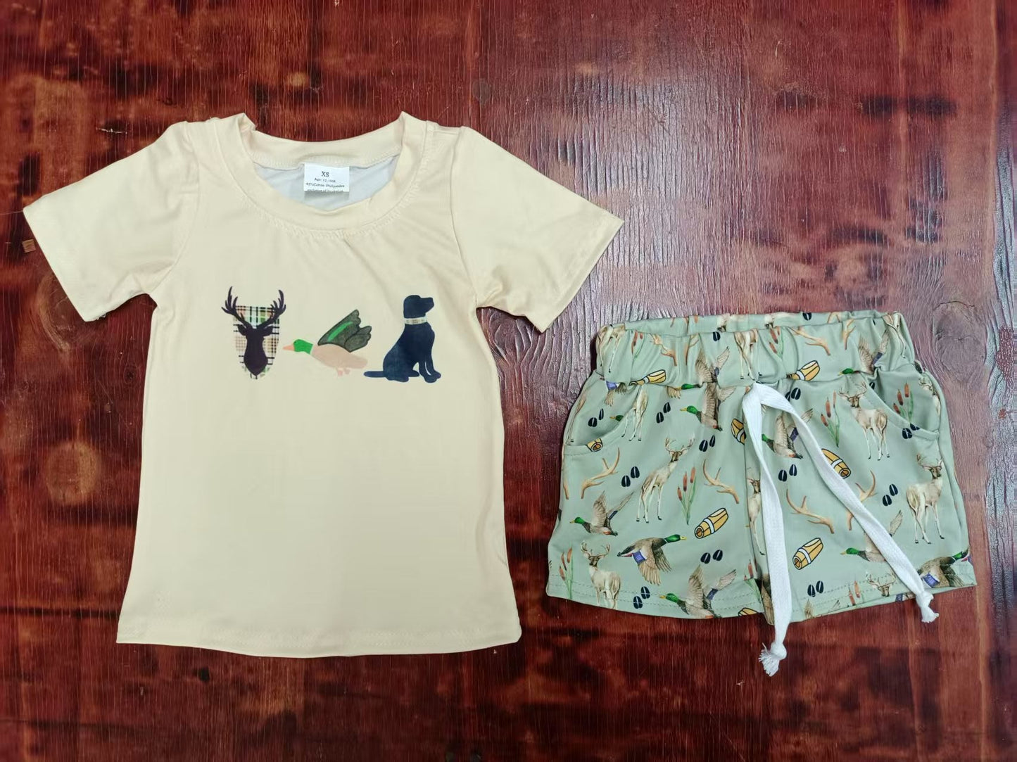 Custom moq 3 eta 6-7weeks baby boys clothes deer Short Sleeve shorts sets