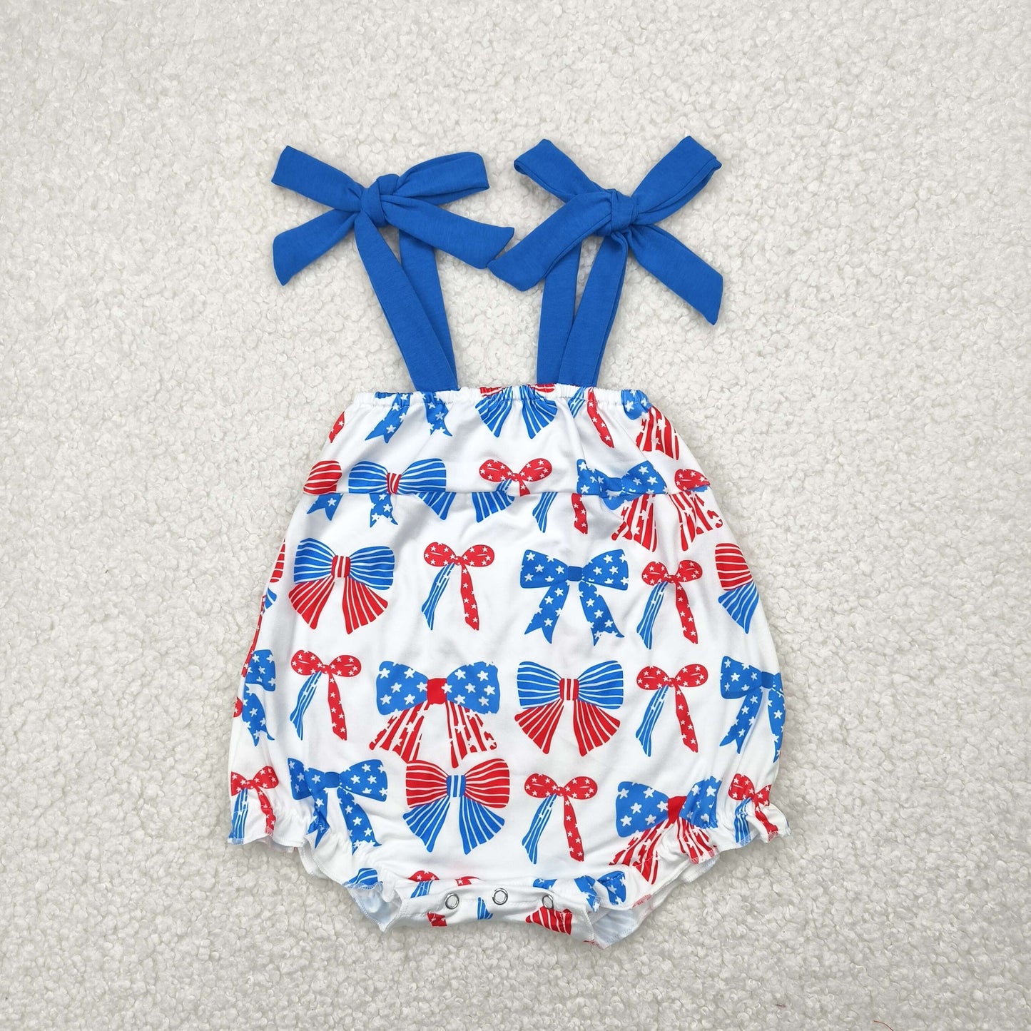 RTS NO MOQ SR2902 National Day bow pattern suspenders blue vest jumpsuit