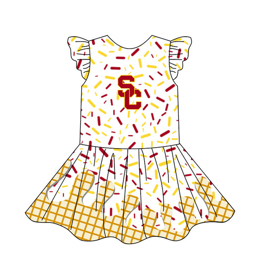 custom moq 3 eta 6-7weeks baby girls clothes team flying Sleeves Dress