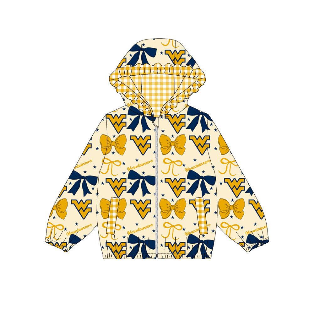 1003-Custom moq 8 mix size milk silk summer team baby girls clothes yellow hooded long sleeve top-25.10.9