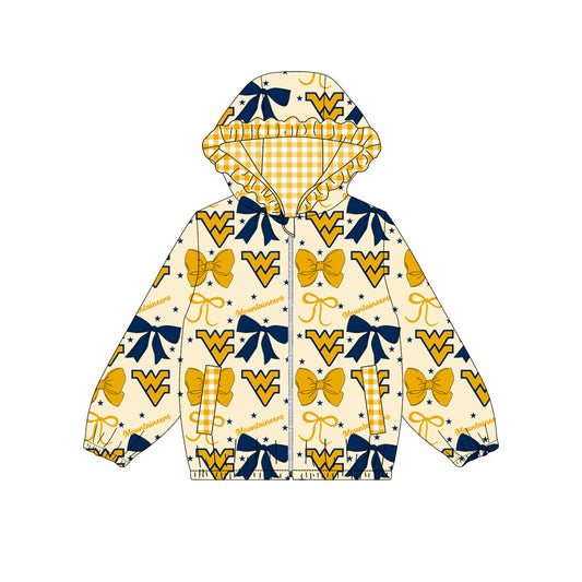 1003-Custom moq 8 mix size milk silk summer team baby girls clothes yellow hooded long sleeve top-25.10.9
