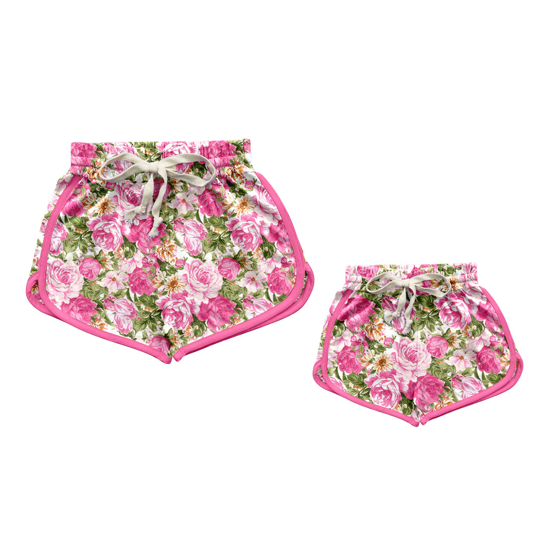 12.10 custom each style moq 5eta 4-6week Sibling Sister floral adult clothes and kids shorts and adult shorts match design