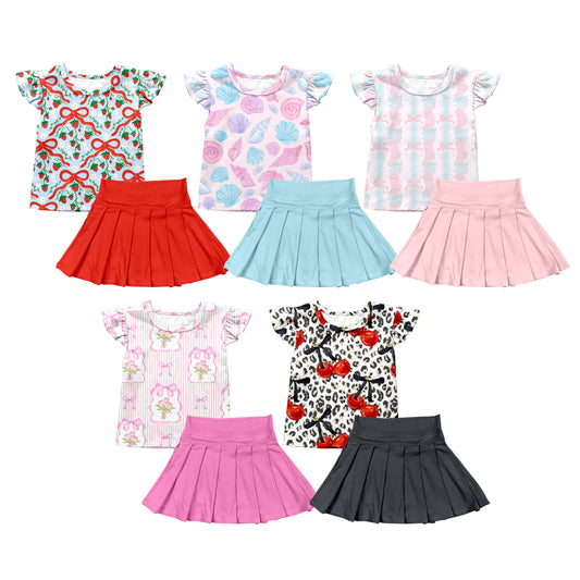 25.6.21 custom each style moq 5eta 4-6week Sibling Sisters baby girl short sleeve skirt set 1 and skirt set 5 match family design