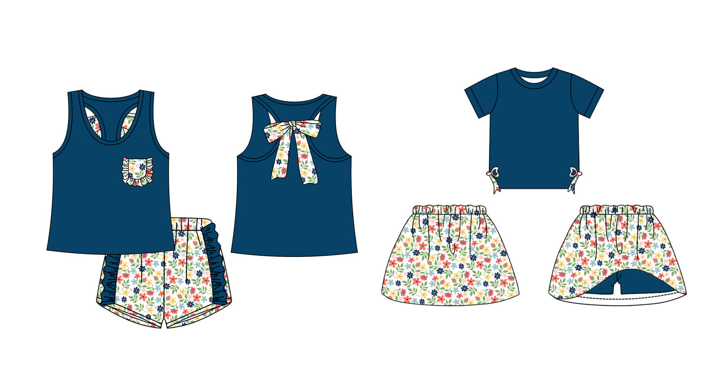 12.14 custom each style moq 5eta 4-6week Sibling Sister floral baby girl short sleeve shorts sets and dresses match design