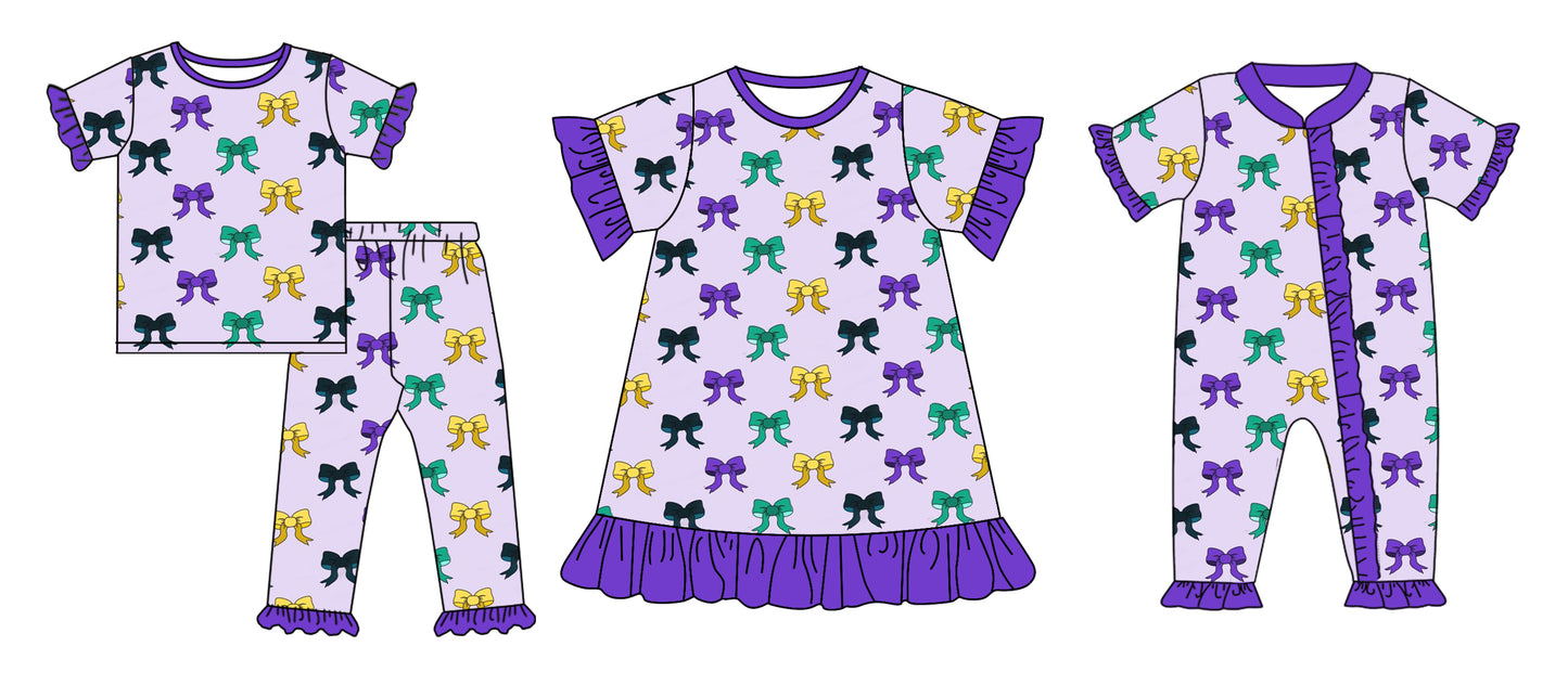 12.4 custom each style moq 5eta 4-6week Sibling Sister bow baby girl sets and dress and rompers match family design