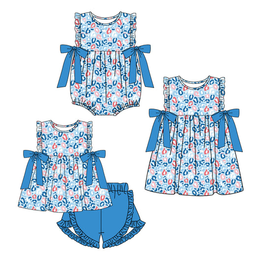 11.27 custom each style moq 5eta 4-6week Sibling Sister leopard baby girl short sleeve shorts sets and dress and rompers match family design