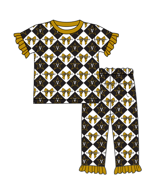 Custom moq 5 mix size Plaid Baby Pajama Set Short-Sleeved Top And Trousers Comfortable Sleepwear for Baby Girls Clothing Team Set