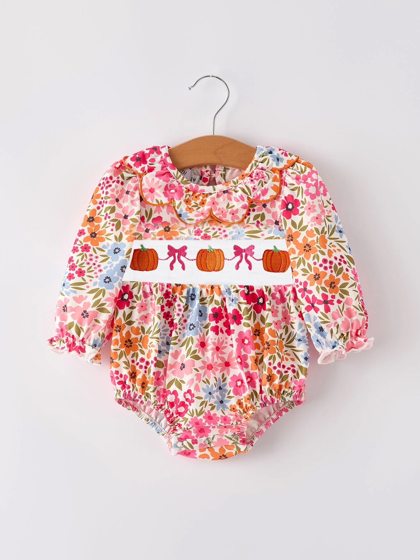 Custom moq 5 each style eta 6-7weeks baby girl clothes pumpkin bow long sleeve dress and romper-25.7.24