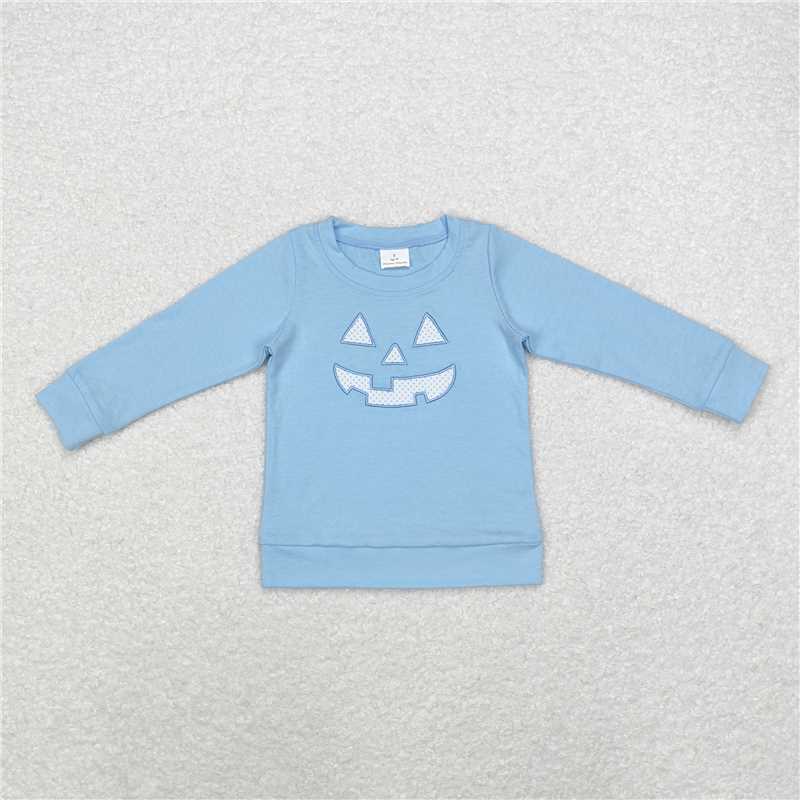 RTS NO MOQ（In Stock ) BT0832 Embroidered Halloween long-sleeved top