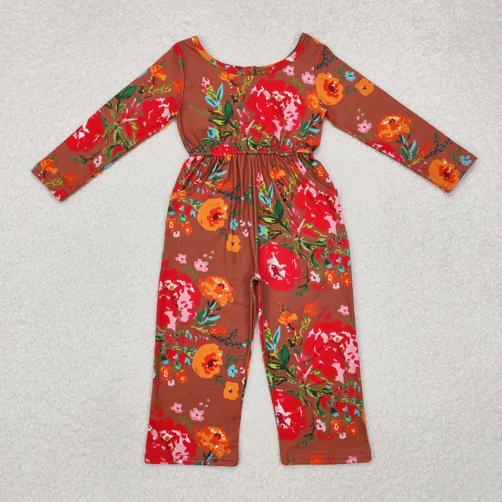 RTS NO MOQ Sibling baby girl clothes matching floral long sleeve jumpsuit 14