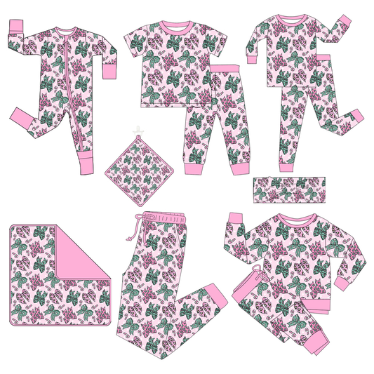 Custom moq 5 each style eta 6-7weeks baby girl clothe bow long sleeve pant sets 1 and set 2 and short sleeve pants set and pant and romper and blanket-25.7.14