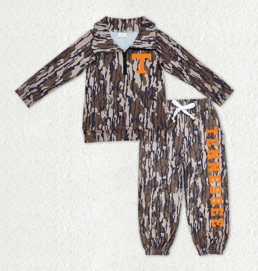 Custom moq 5 mix size milk silk summer teams baby boys clothes camouflage long sleeve pants sets-25.11.12